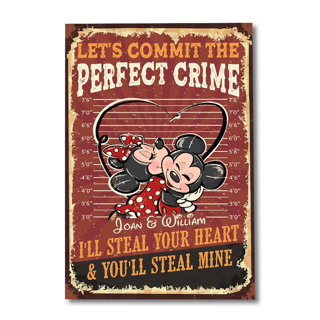 Personalized Mickey Mouse Canvas Art for Couples - Custom Name Gift Canvas and Poster GradoCreations