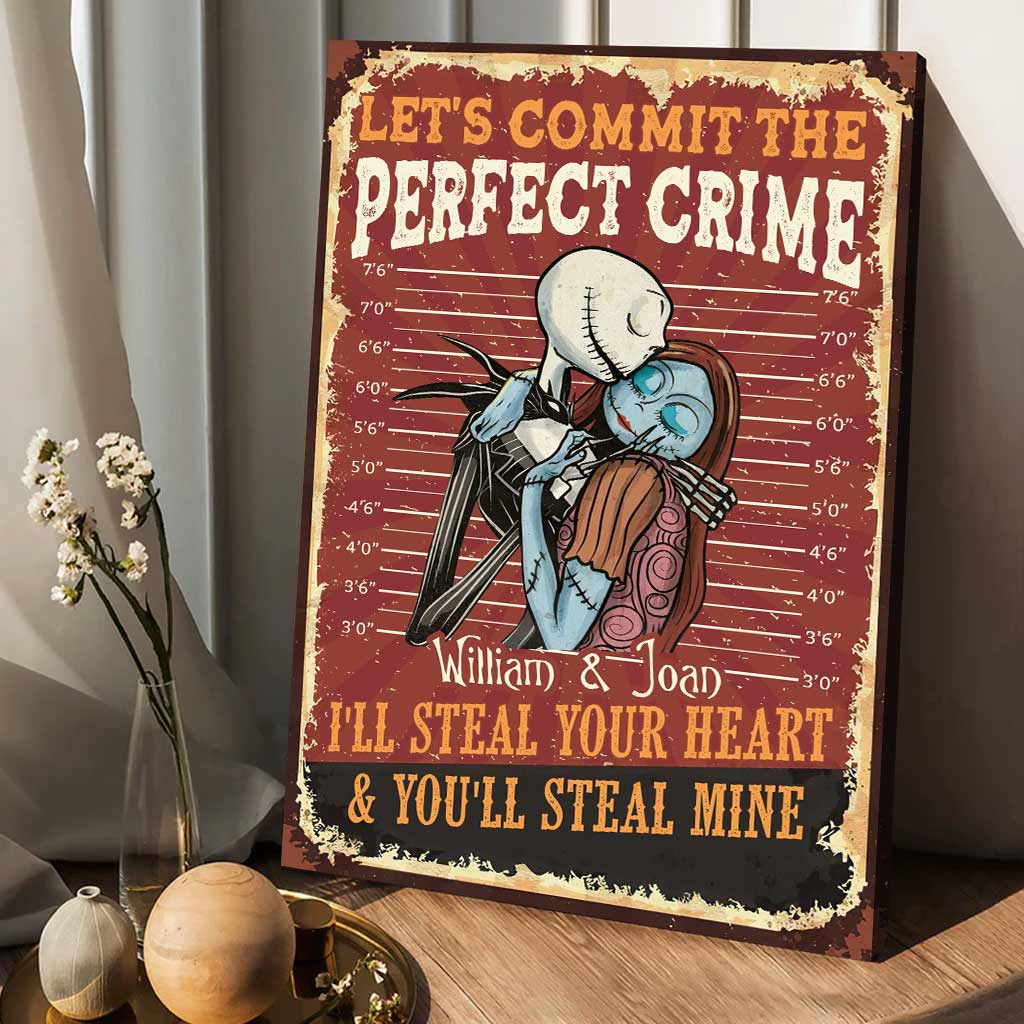 Personalized Canvas Print Let's Commit The Perfect Crime for Couples Canvas and Poster GradoCreations