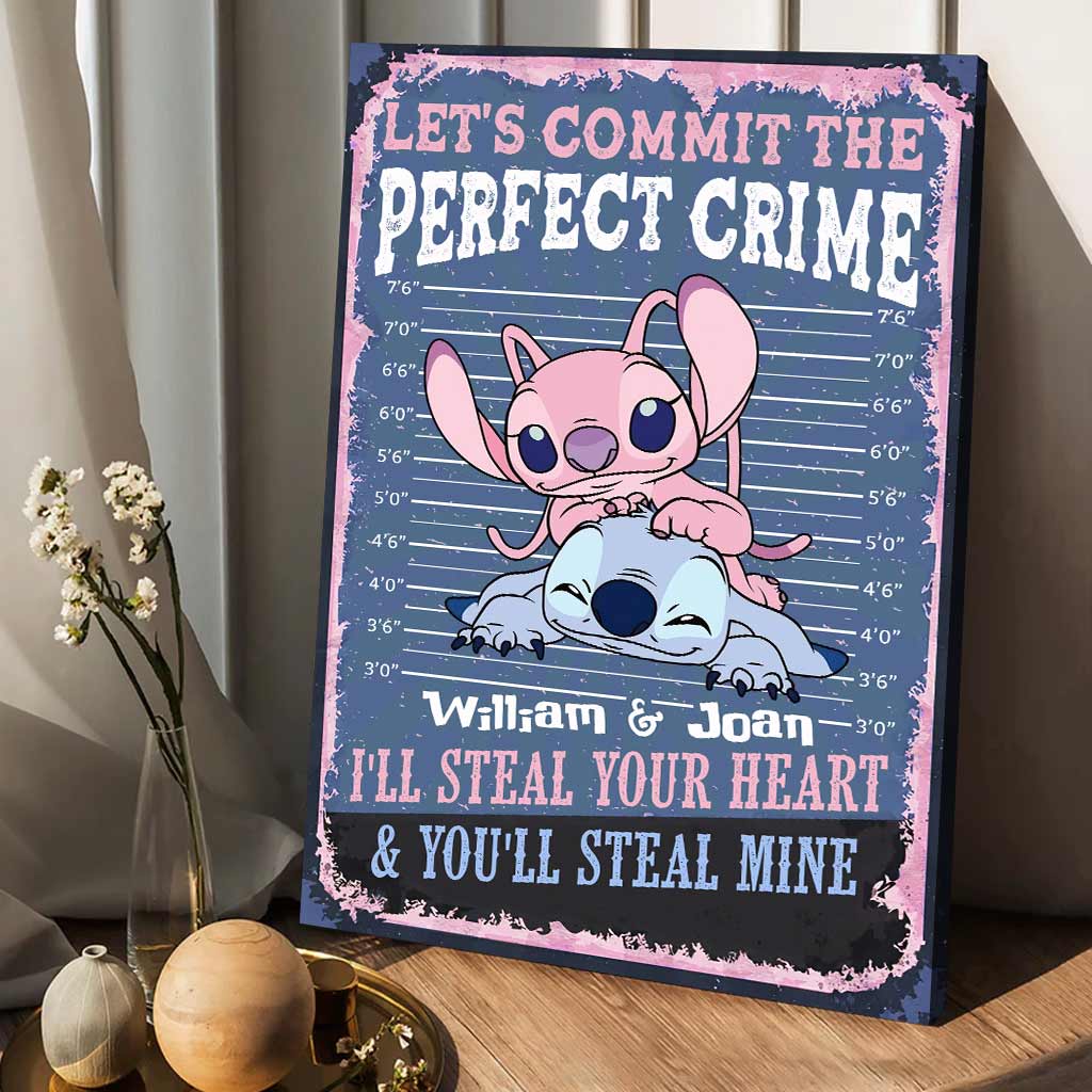 Personalized Couple Canvas Print Let's Commit The Perfect Crime - Custom Name Gift for Engagement/Wedding Anniversary Canvas and Poster GradoCreations