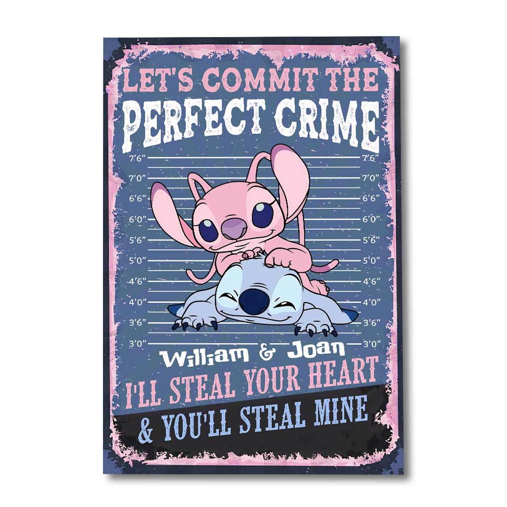 Personalized Couple Canvas Print Let's Commit The Perfect Crime - Custom Name Gift for Engagement/Wedding Anniversary Canvas and Poster GradoCreations