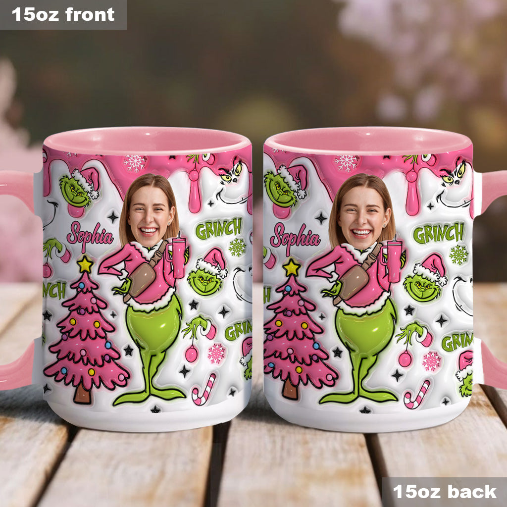 Personalized Grinch Christmas Accent Mug Custom Name Gift Accent Mug GradoCreations