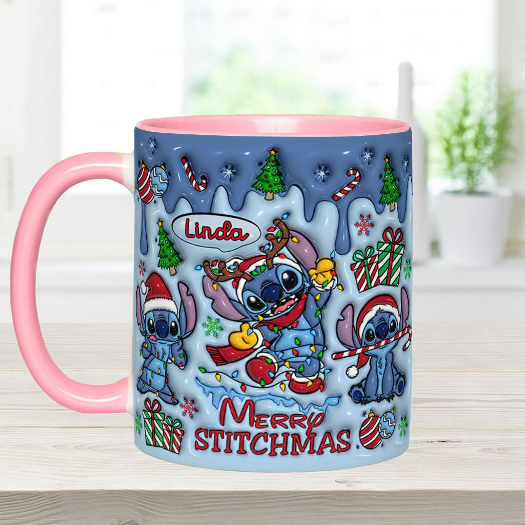 Personalized Merry Stitchmas Ohana Accent Mug Gift for Mom Accent Mug GradoCreations