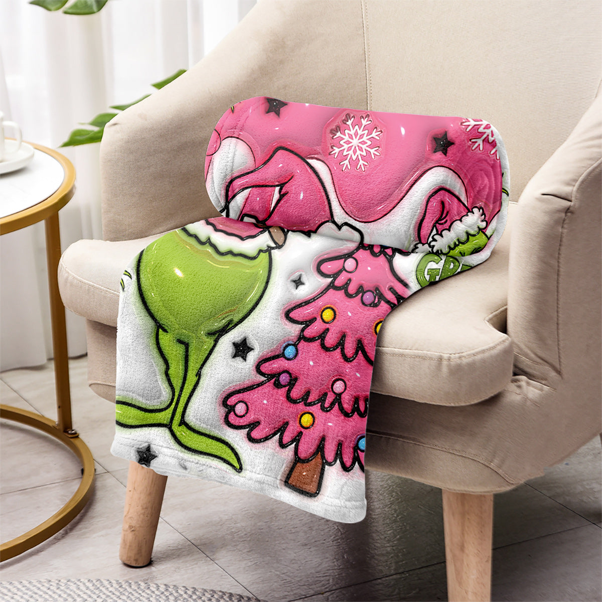 Personalized Snowflakes Grinch Blanket Custom Name Gift for Christmas Blanket GradoCreations