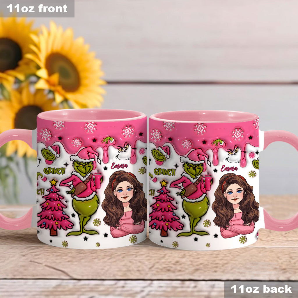 Personalized Grinch Accent Mug with Custom Name for Christmas Gift Accent Mug GradoCreations