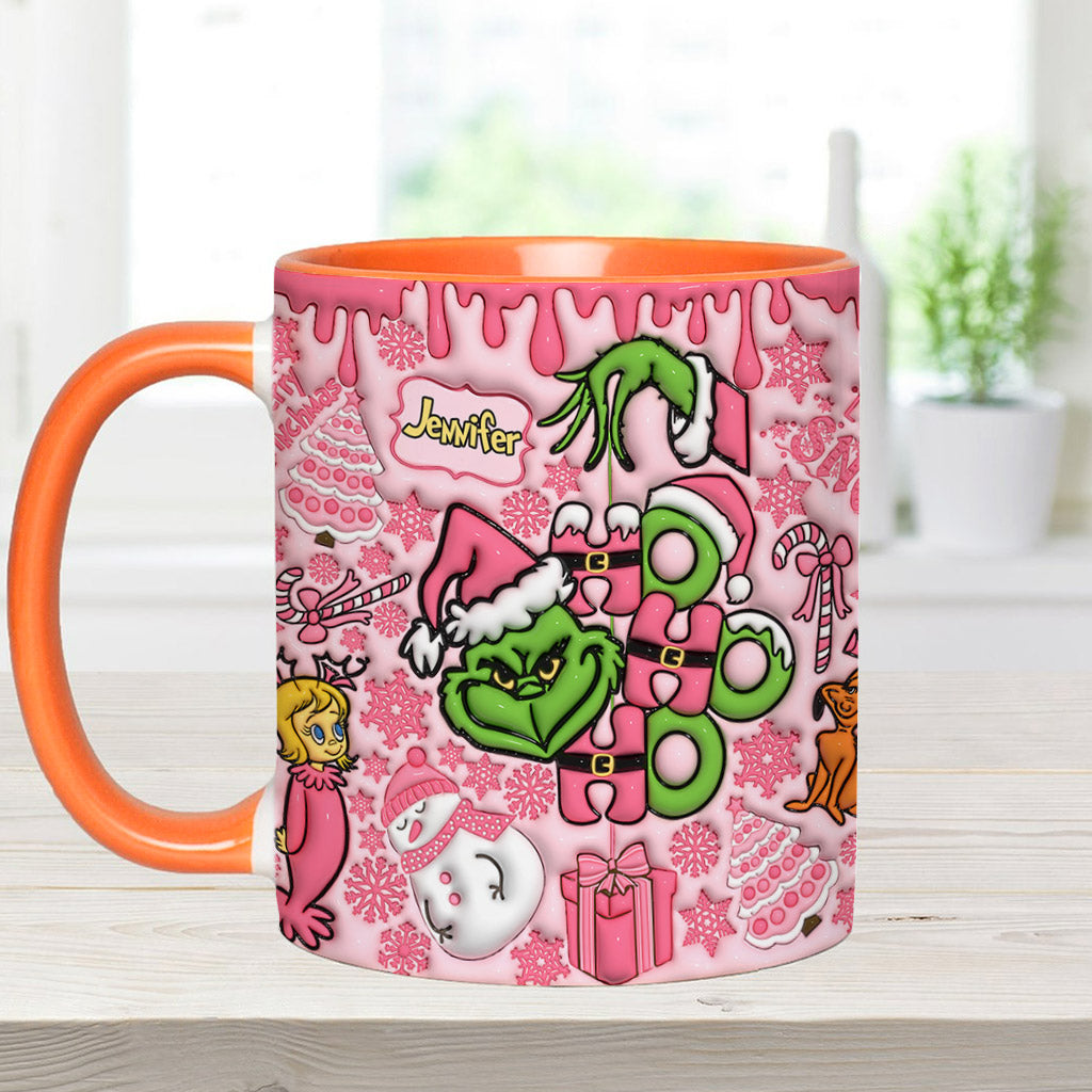 Personalized Grinch Christmas Accent Mug with Custom Name for Holiday Gifts Accent Mug GradoCreations