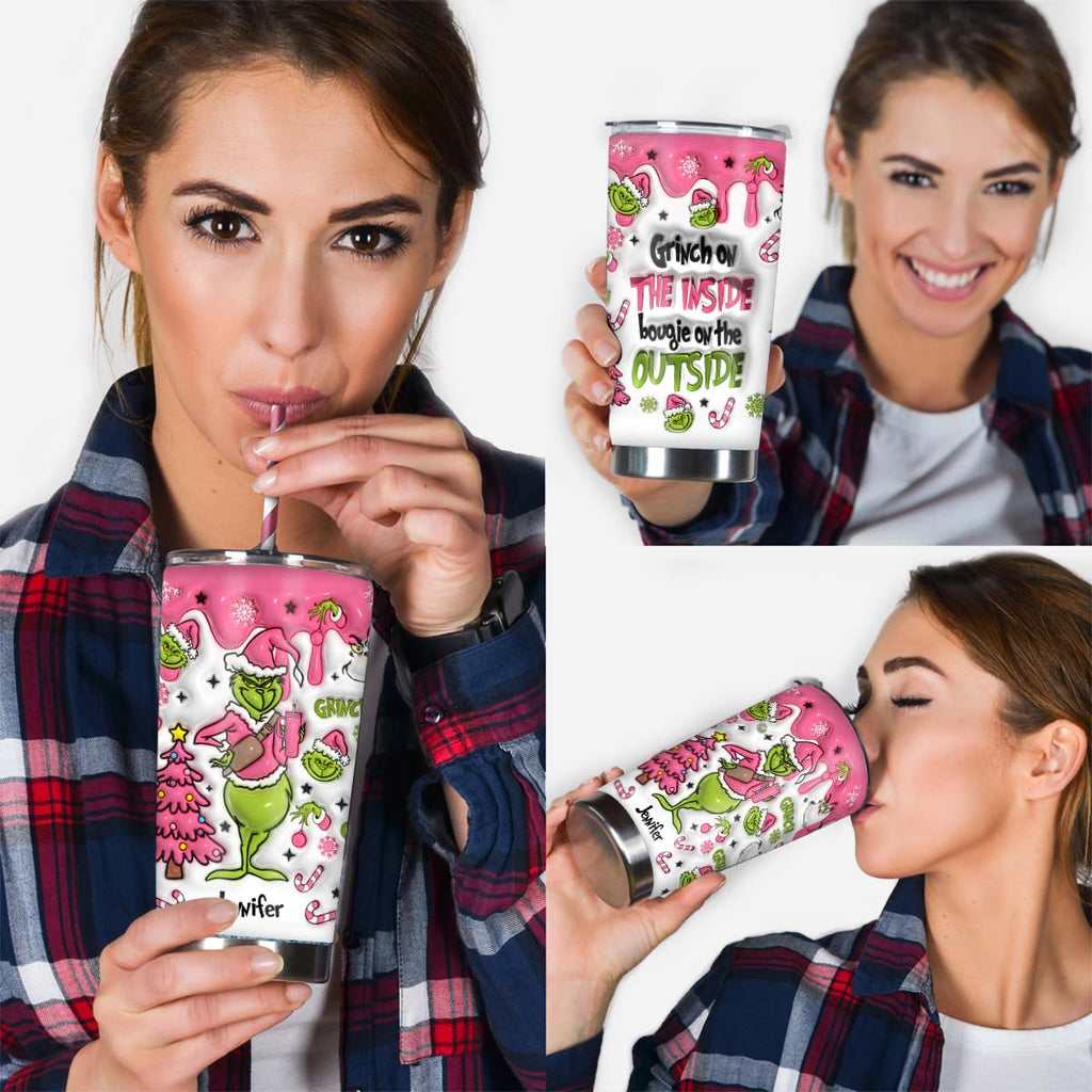 Personalized Grinch Tumbler Custom Name Holiday Drinkware Tumbler GradoCreations