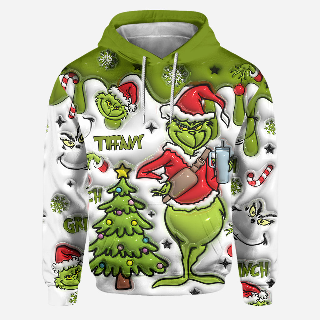 Personalized Grinch Hoodie and Leggings Set Christmas Gift Hoodie & Leggings GradoCreations