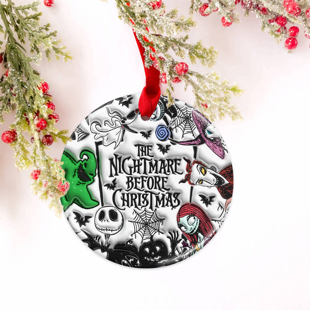 Personalized Nightmare Before Christmas Ceramic Ornament for Holiday Decor Ceramic Circle Ornament GradoCreations