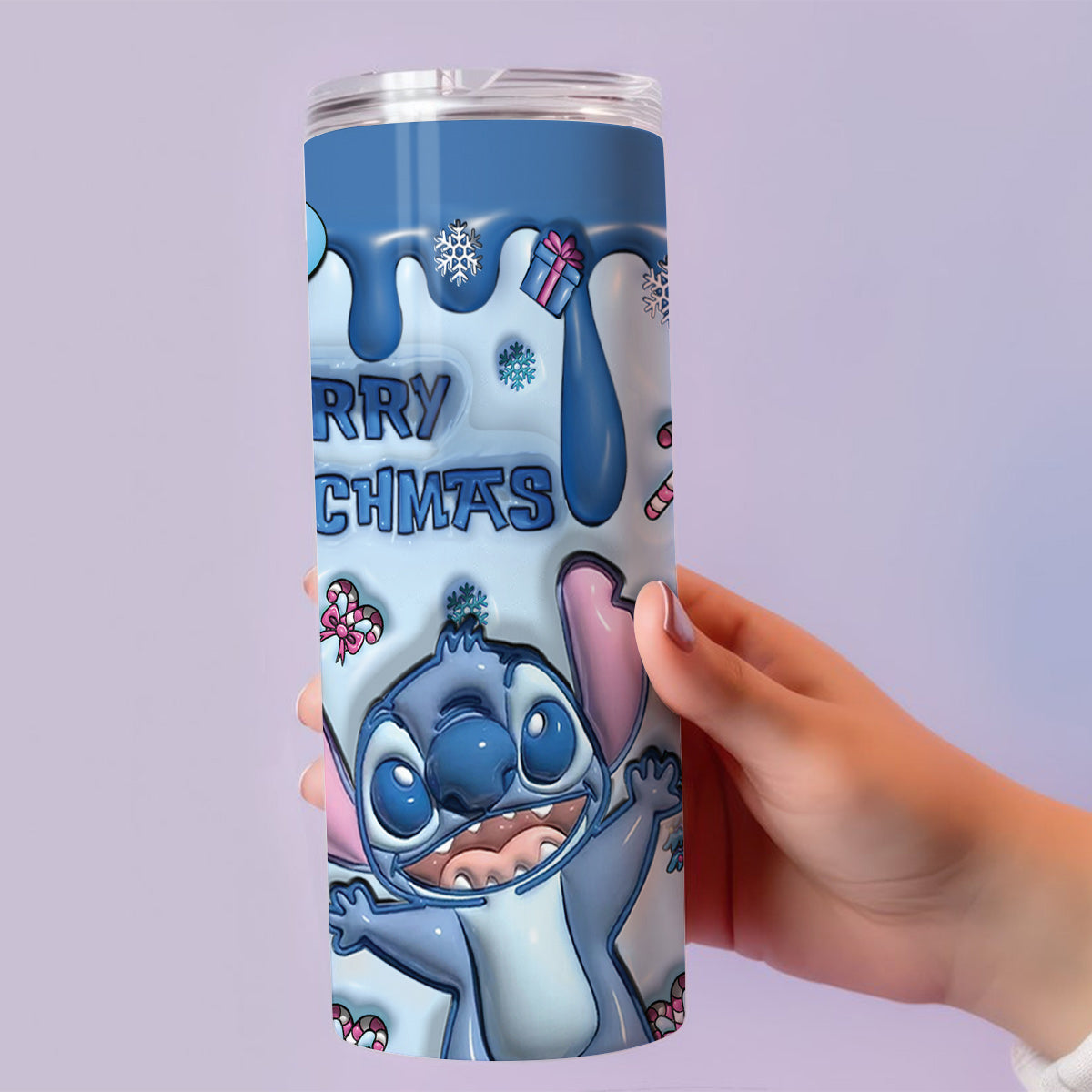 Personalized Merry Stitchmas Skinny Tumbler Custom Gift for Christmas Skinny Tumbler GradoCreations