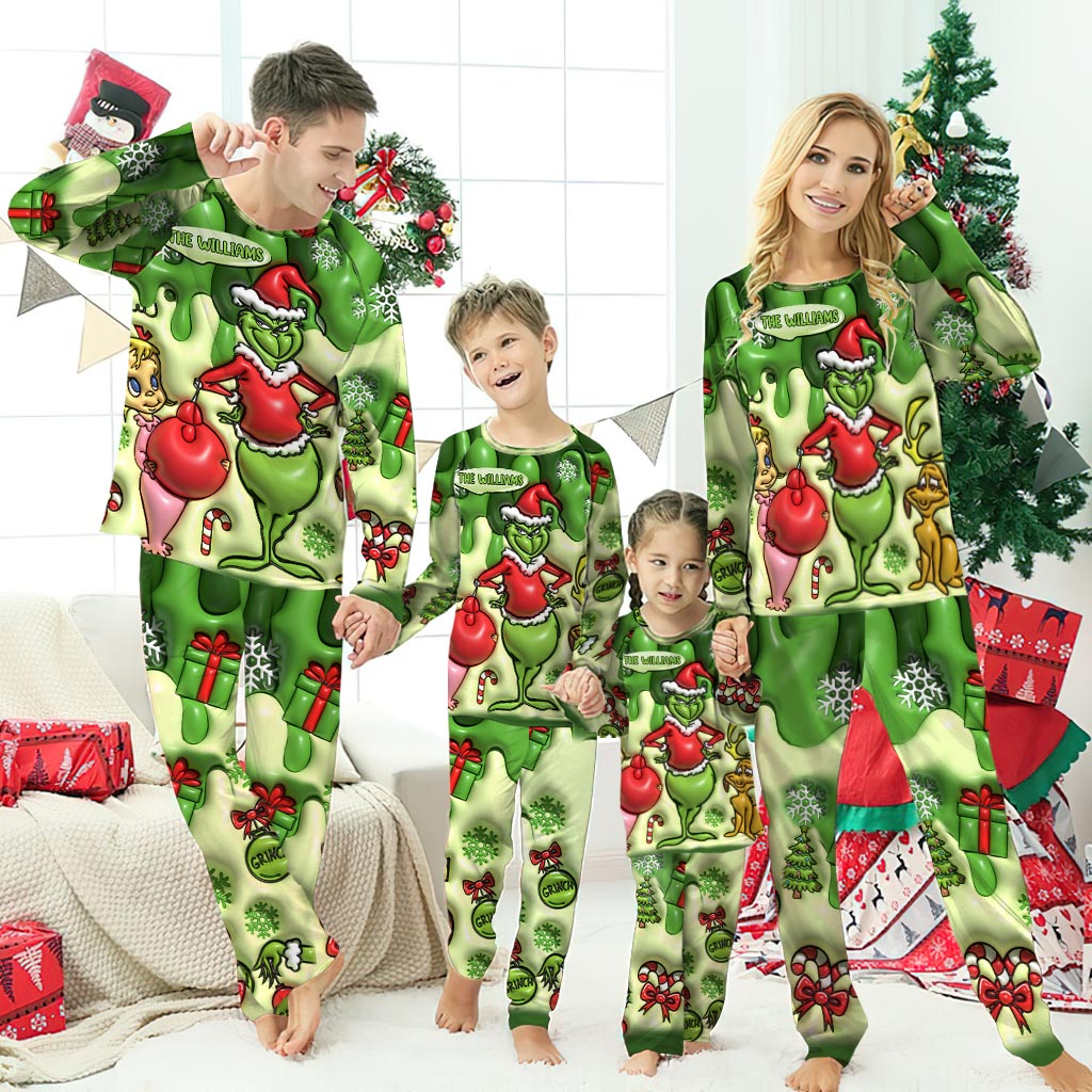 Personalized Grinch Christmas Pajamas Set for Family Pajamas Set GradoCreations
