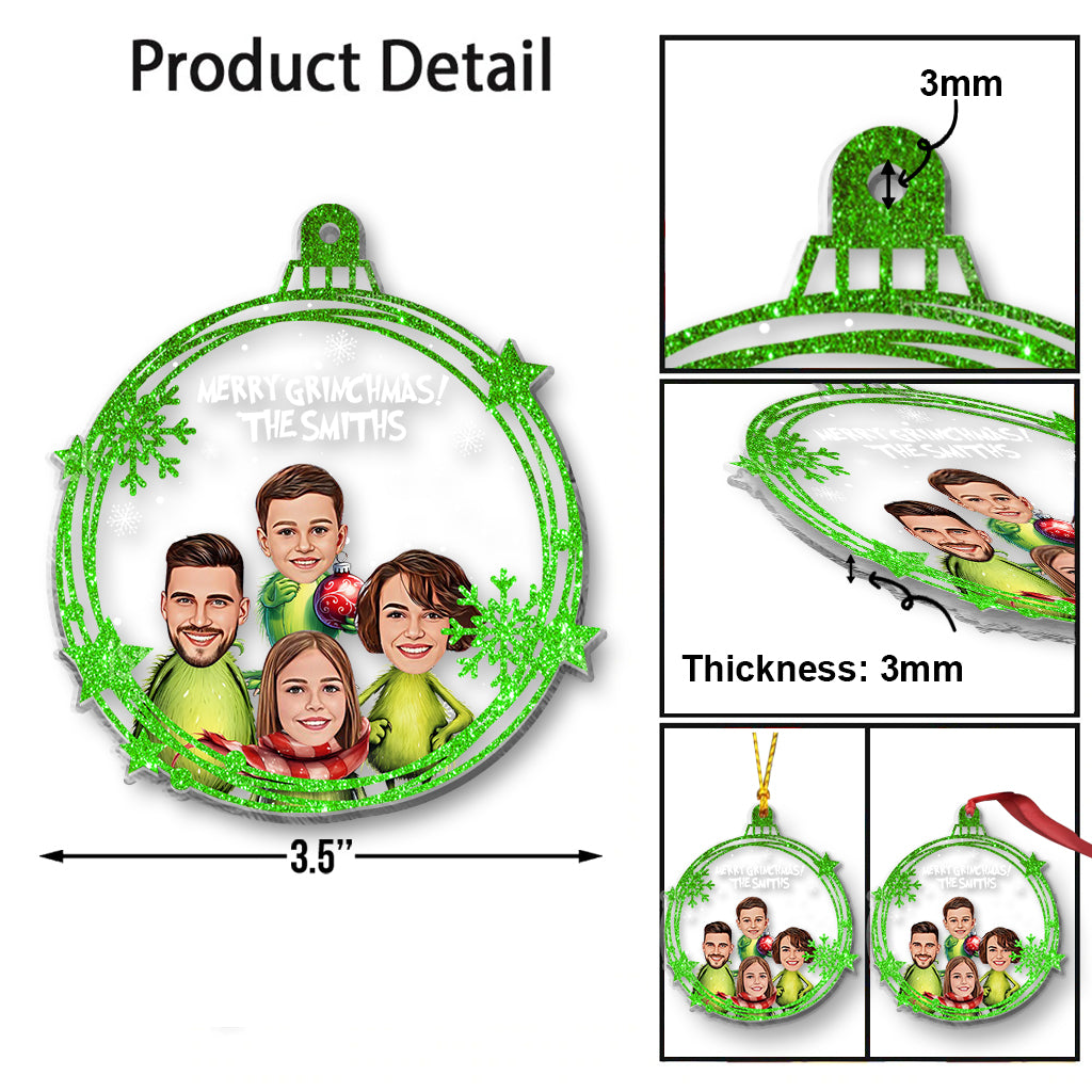 Personalized Merry Grinchmas One-sided Ornament Custom Family Gift One-sided Ornament GradoCreations
