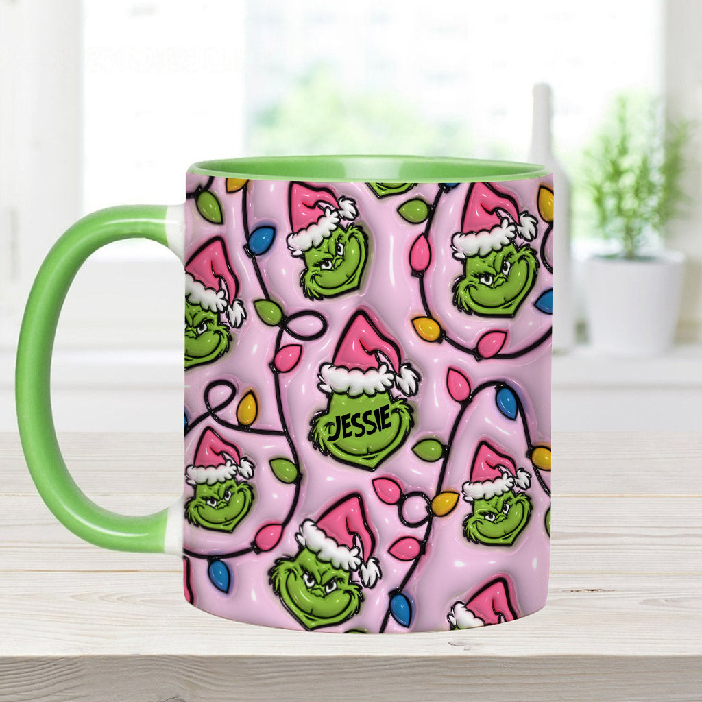 Personalized Christmas Accent Mug with Grinch Design for Kids Accent Mug GradoCreations