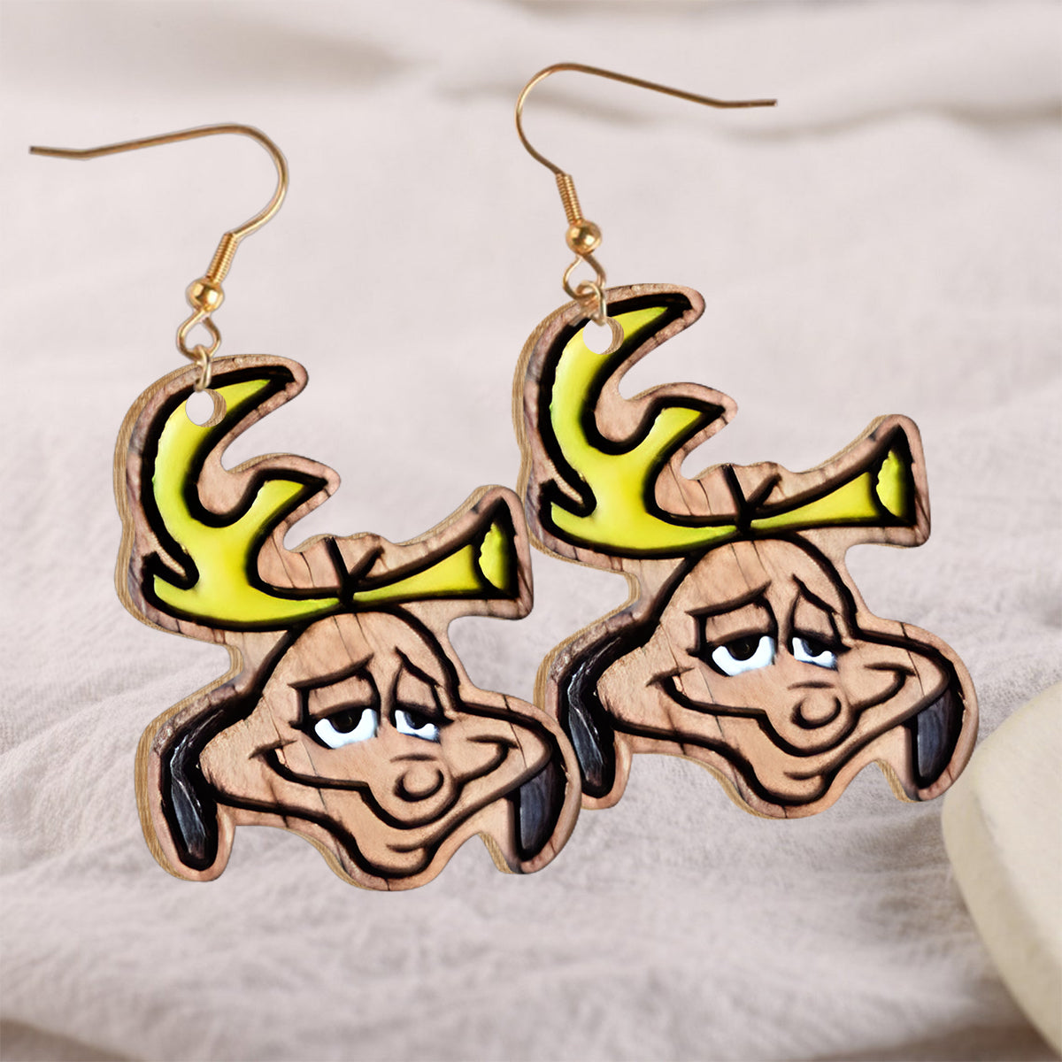 Personalized Wooden Christmas Earrings Custom Grinch Design Gift Wooden Earrings GradoCreations