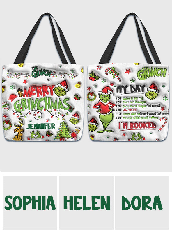 Personalized Grinch Christmas Tote Bag Custom Name Gift Tote Bag GradoCreations