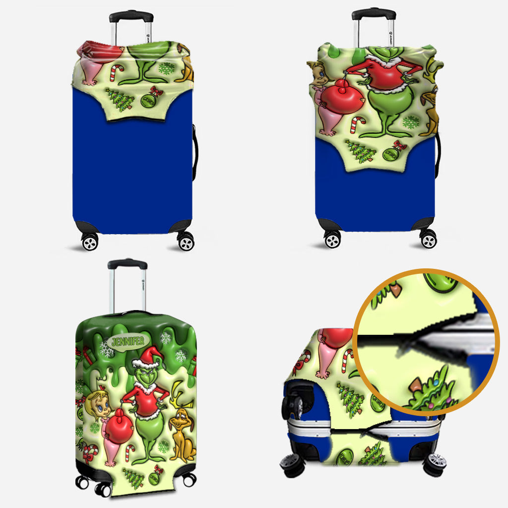 Personalized Grinchmas Luggage Cover Custom Family Name Gift Luggage Cover GradoCreations