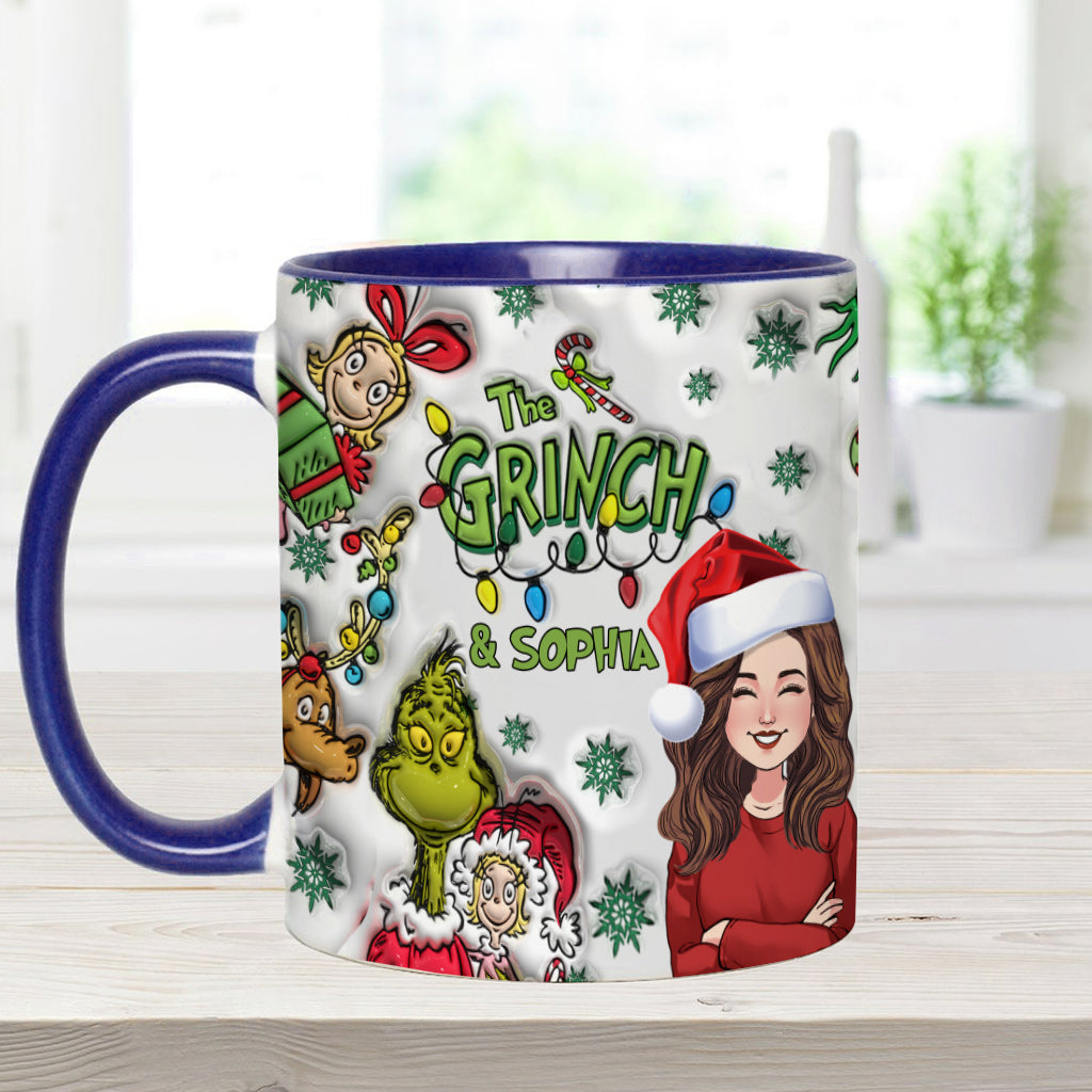 Personalized Accent Mug Custom Name Grinch Design Gift for Christmas Accent Mug GradoCreations