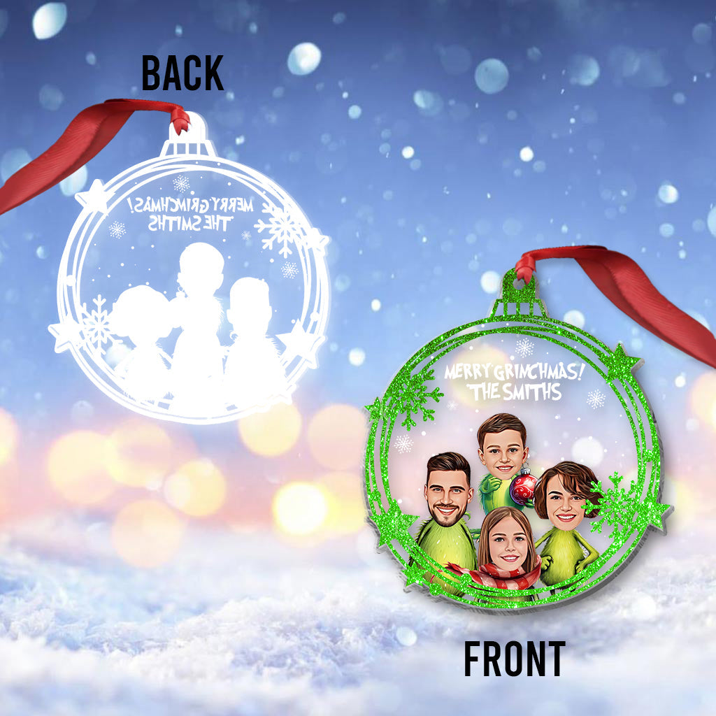Personalized Merry Grinchmas One-sided Ornament Custom Family Gift One-sided Ornament GradoCreations