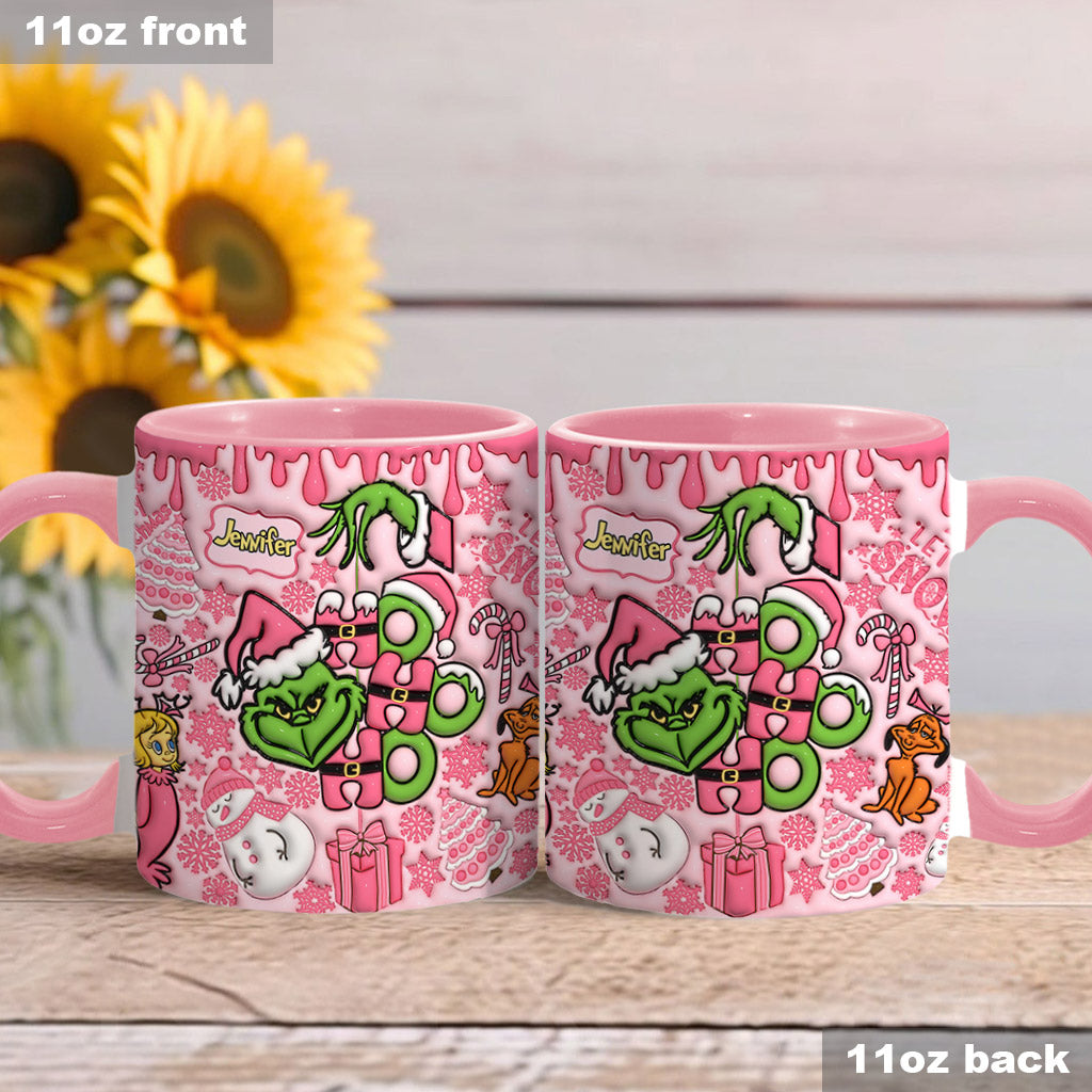 Personalized Grinch Christmas Accent Mug with Custom Name for Holiday Gifts Accent Mug GradoCreations