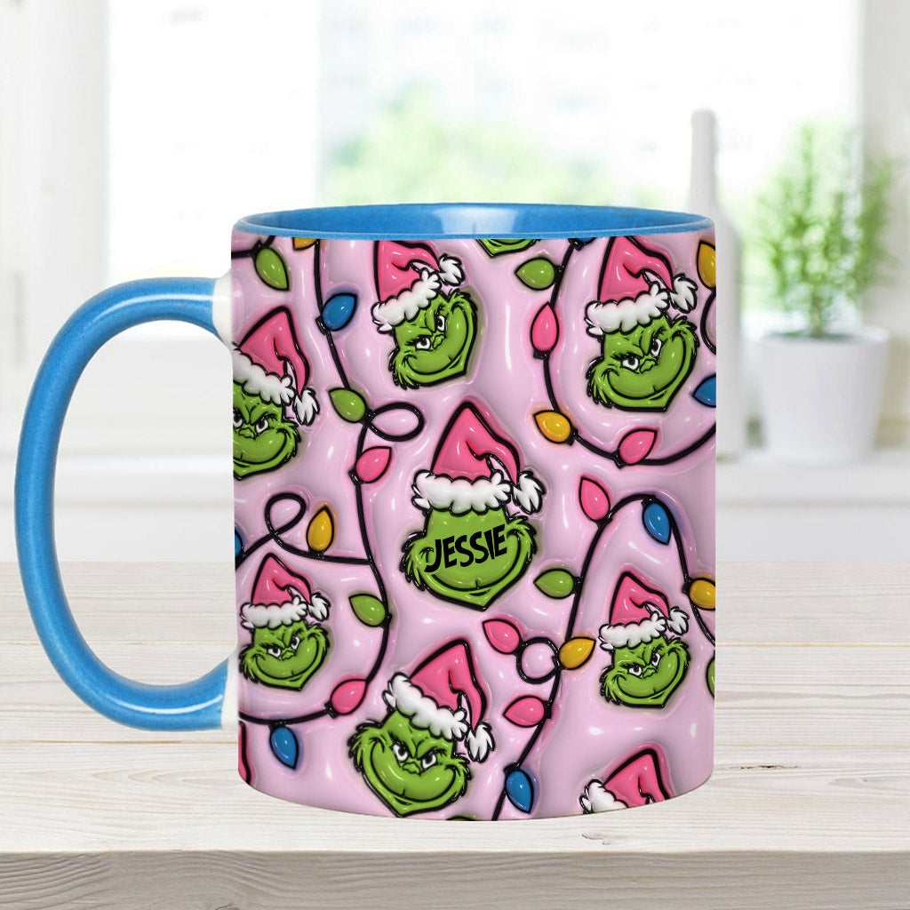 Personalized Christmas Accent Mug with Grinch Design for Kids Accent Mug GradoCreations