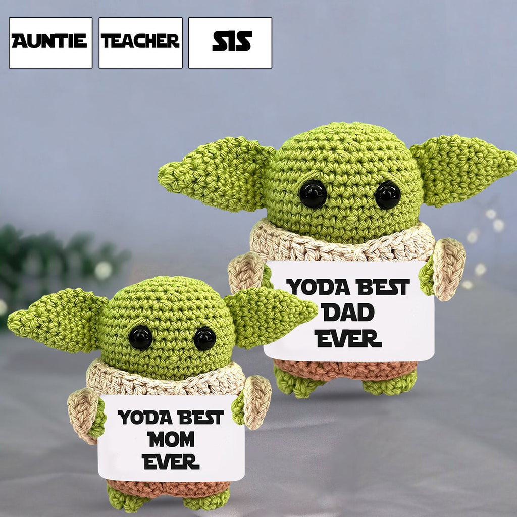 Personalized Hand Knitted Yoda Figurine Gift for Mom/Dad/Family Hand Knitted Figurine GradoCreations