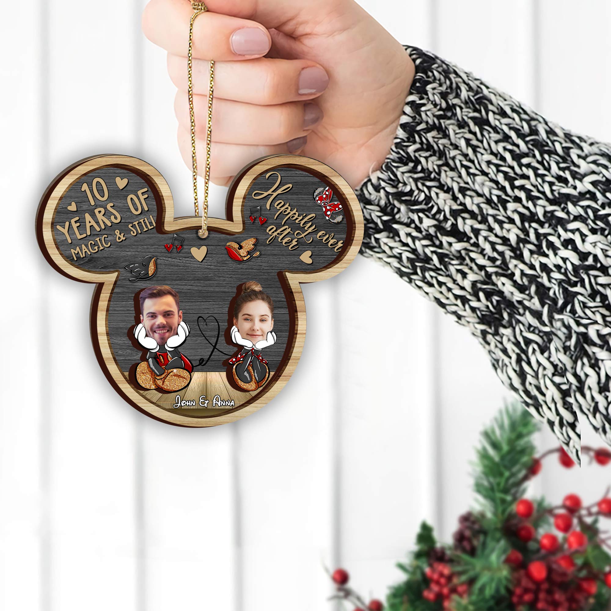 Personalized Mickey Mouse Layered Ornament Custom Gift for Couples 2 Layered Piece Ornament GradoCreations