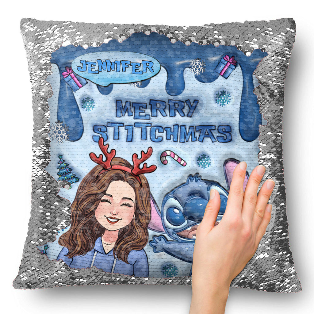 Personalized Sequin Pillow Cover Merry Christmas Gift for Mom Sequin Pillow Cover GradoCreations