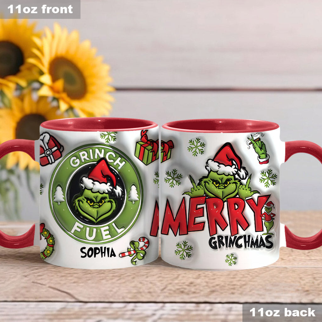 Personalized Grinch Accent Mug Custom Name Holiday Gift Accent Mug GradoCreations