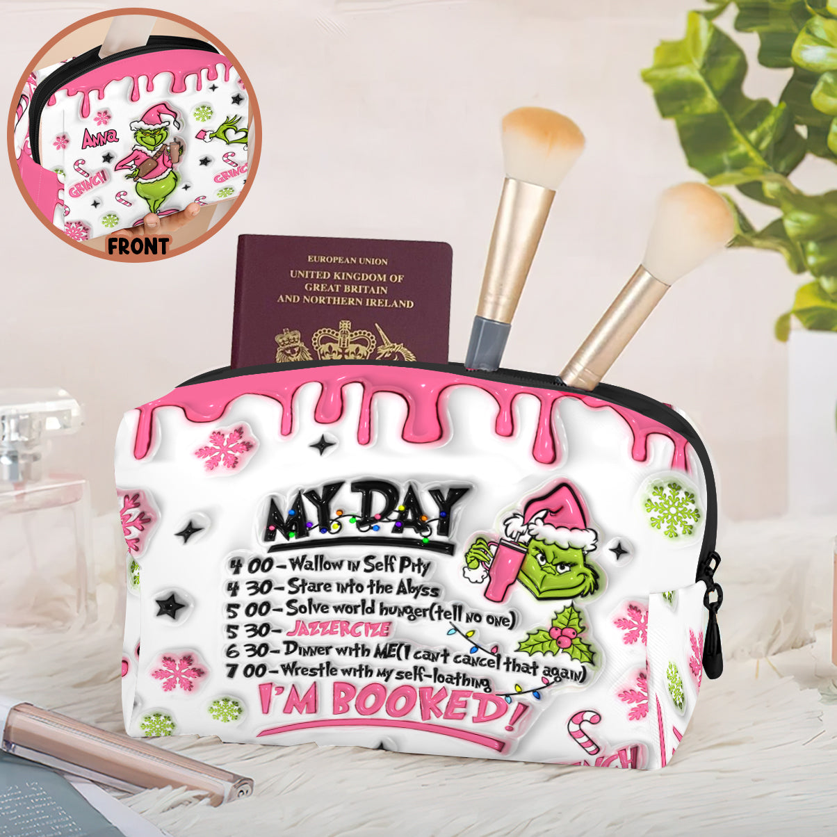 Personalized Christmas Makeup Bag Custom Name Gift Makeup Bag GradoCreations