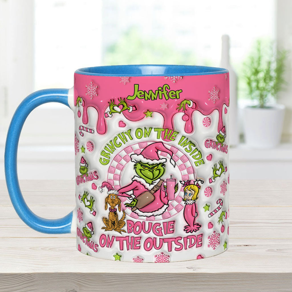 Personalized Christmas Accent Mug Grinchy On The Inside Gift Accent Mug GradoCreations