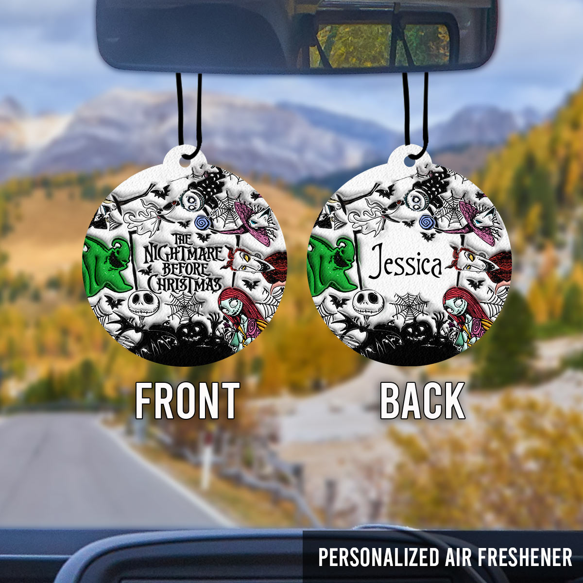 Personalized Nightmare Before Christmas Air Freshener Gift Circle Air Freshener GradoCreations