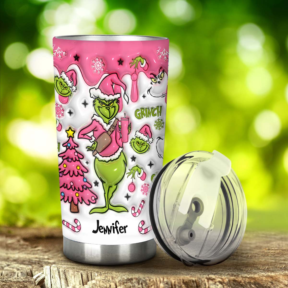 Personalized Grinch Tumbler Custom Name Holiday Drinkware Tumbler GradoCreations