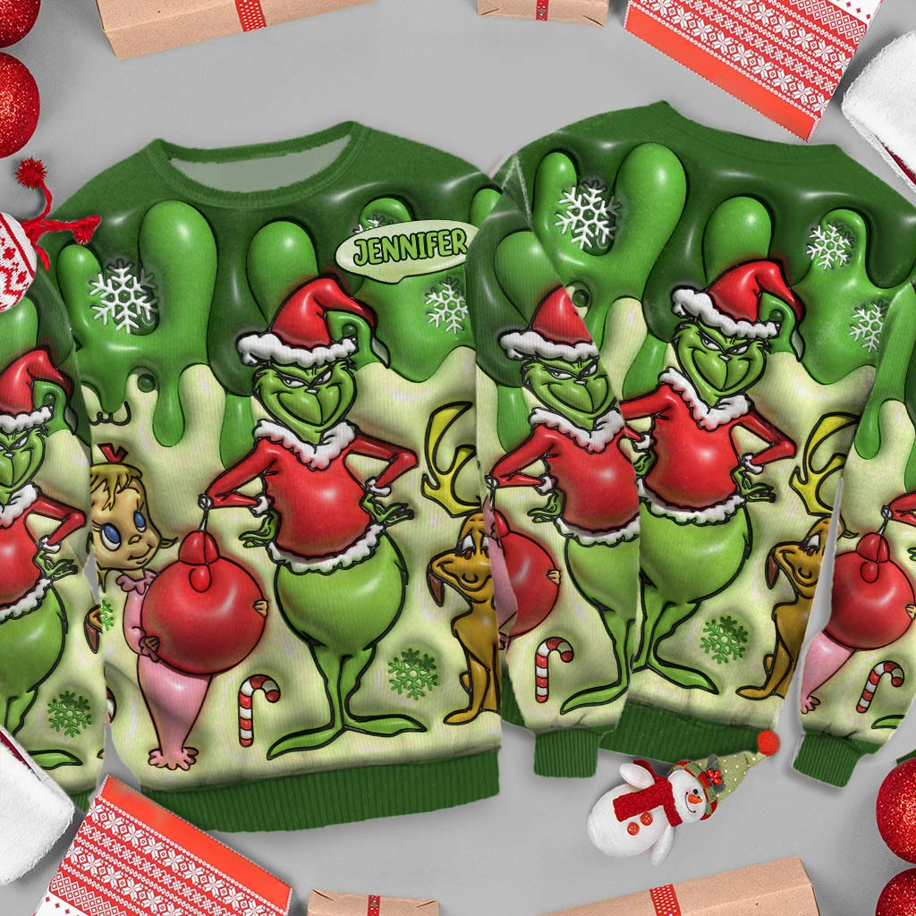 Personalized Grinch Christmas Ugly Sweater Gift for Mom Ugly Sweater GradoCreations