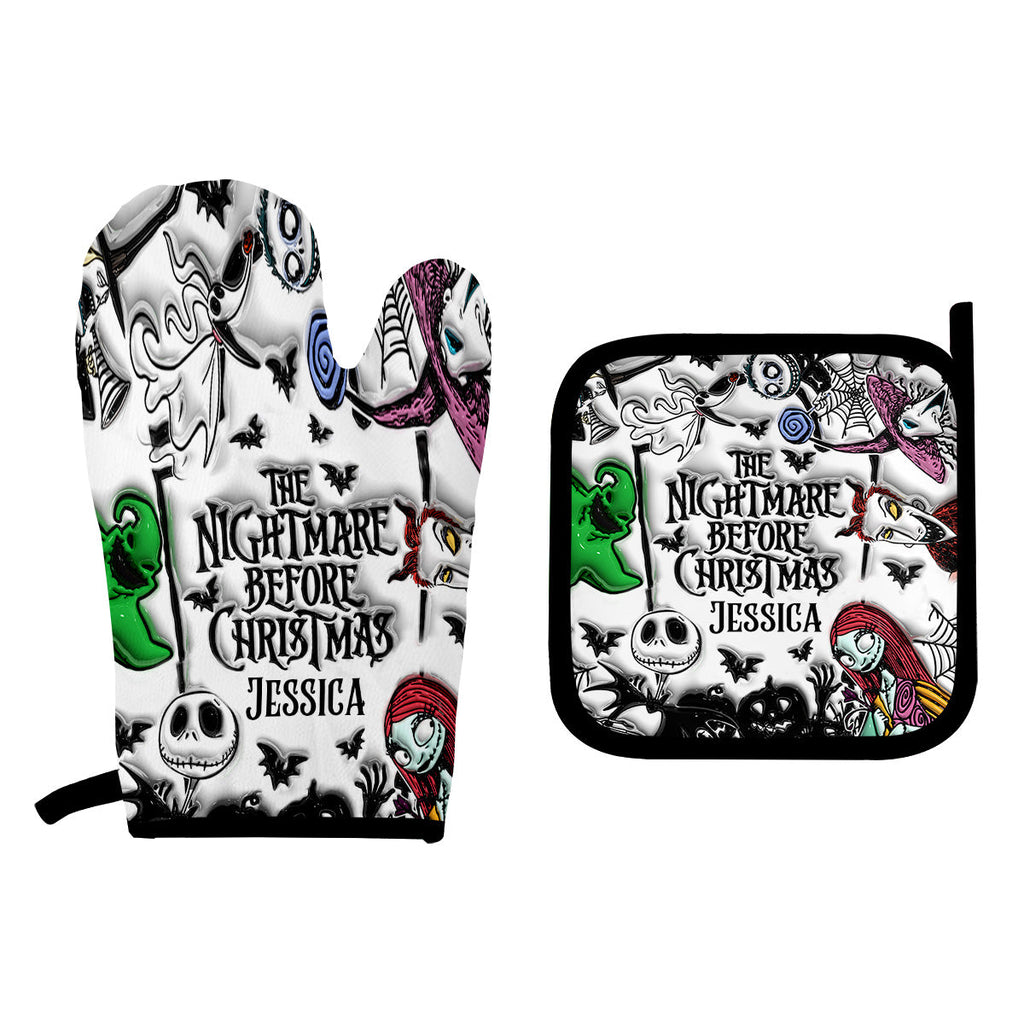 Personalized Nightmare Before Christmas Oven Mitts & Pot Holder Set Gift Idea Oven Mitts & Pot Holder Set GradoCreations