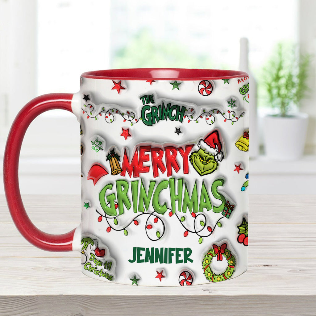 Personalized Grinch Christmas Accent Mug Custom Name Gift Accent Mug GradoCreations