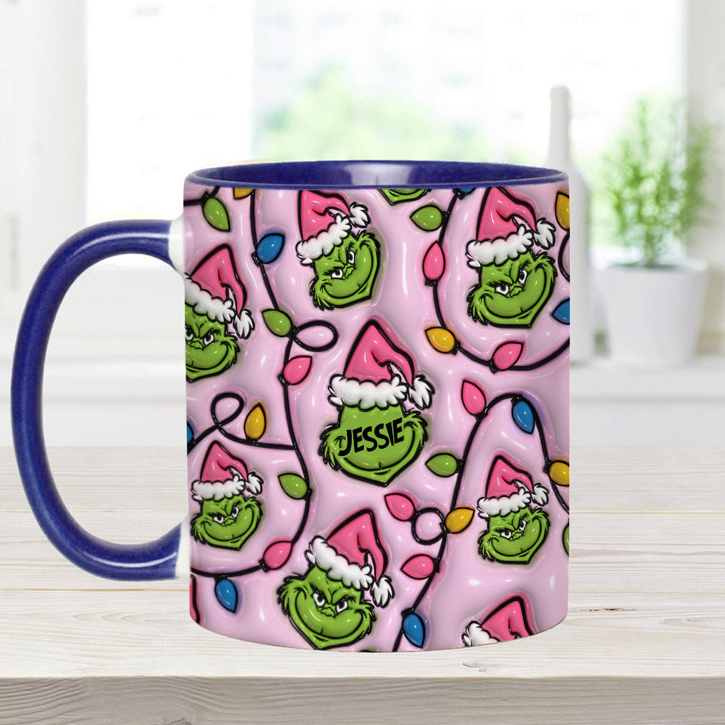 Personalized Christmas Accent Mug with Grinch Design for Kids Accent Mug GradoCreations