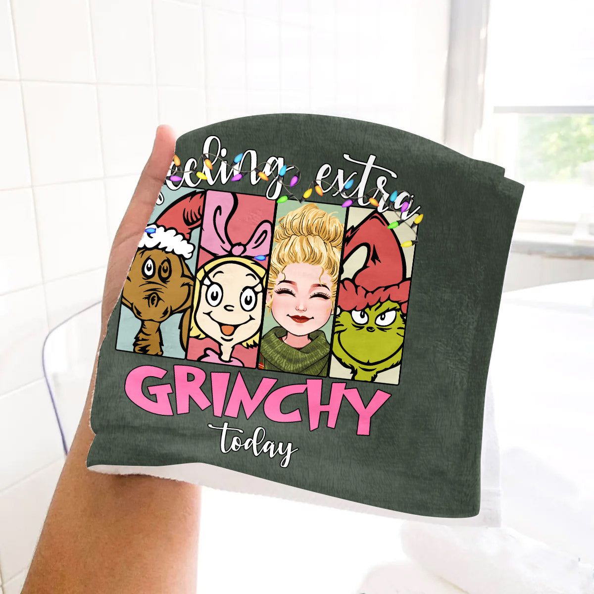 Personalized Grinch Christmas Towel Custom Design Gift Idea Towel GradoCreations