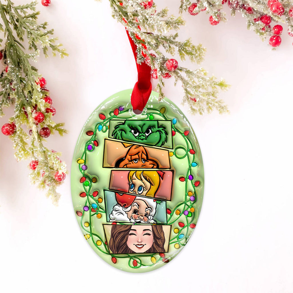 Personalized Grinch Squad Ceramic Ornament Holiday Gift Ceramic Oval Ornament GradoCreations
