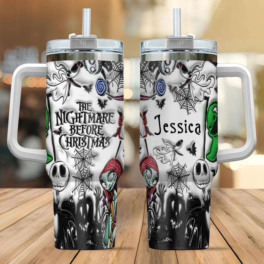 Personalized Nightmare Tumbler with Handle Custom Name Gift Tumbler With Handle GradoCreations