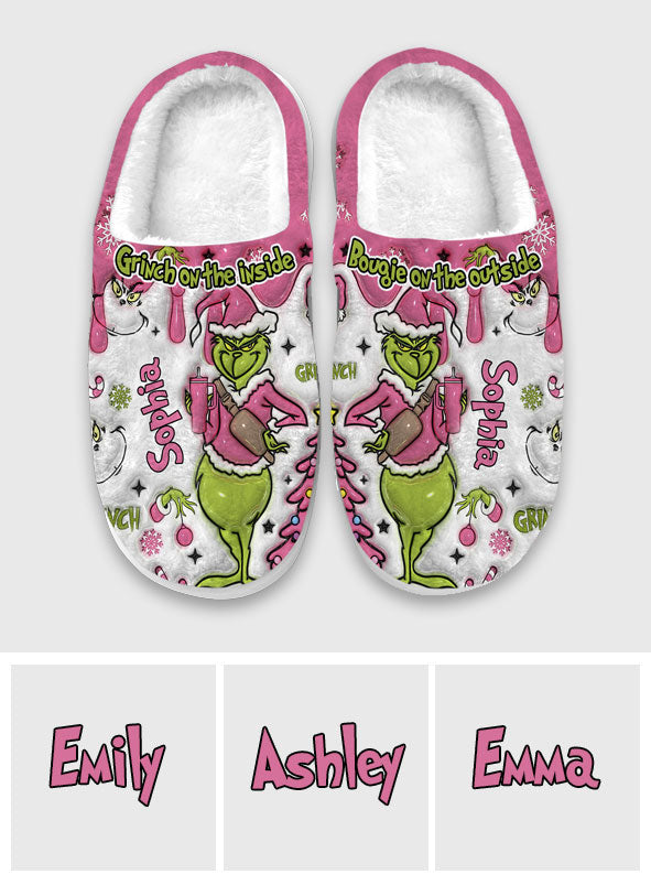 Personalized Grinch Slippers Custom Name Cozy Holiday Gift Slippers GradoCreations