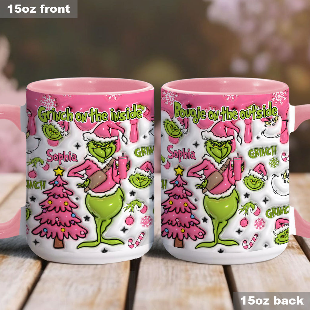 Personalized Grinch Accent Mug Custom Name Holiday Gift Accent Mug GradoCreations