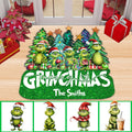 Personalized Merry Grinchmas Shaped Doormat Custom Family Name Holiday Decor Shaped Doormat GradoCreations