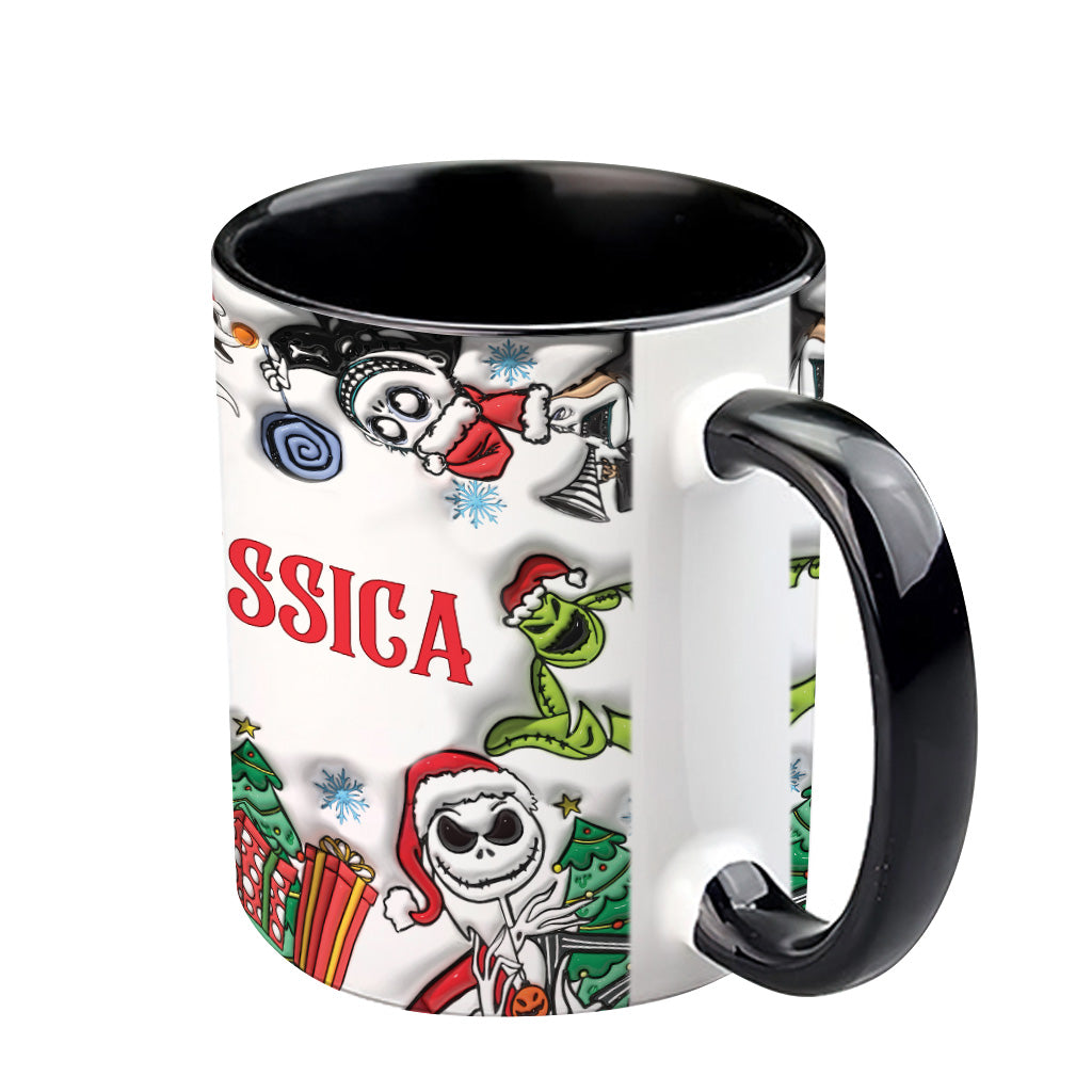 Personalized Nightmare Before Christmas Accent Mug Gift for Halloween & Christmas Accent Mug GradoCreations
