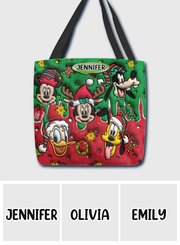 Personalized Christmas Mouse Tote Bag with Custom Name Tote Bag GradoCreations