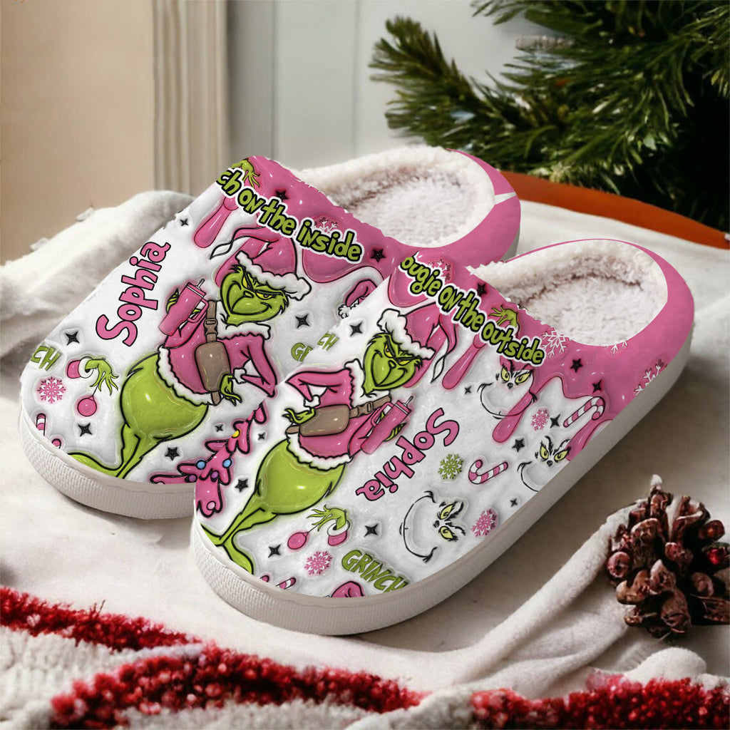 Personalized Grinch Slippers Custom Name Cozy Holiday Gift Slippers GradoCreations