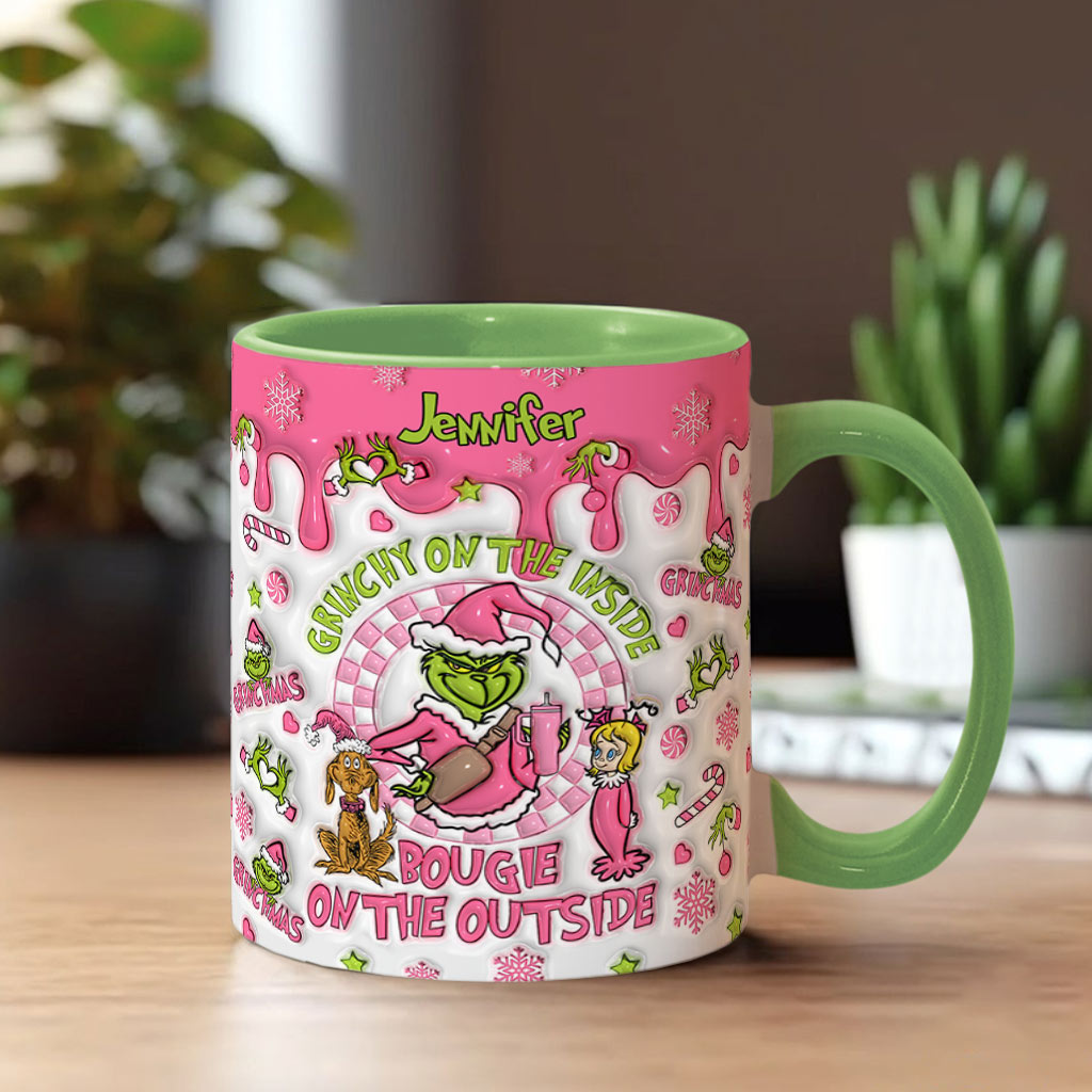 Personalized Christmas Accent Mug Grinchy On The Inside Gift Accent Mug GradoCreations