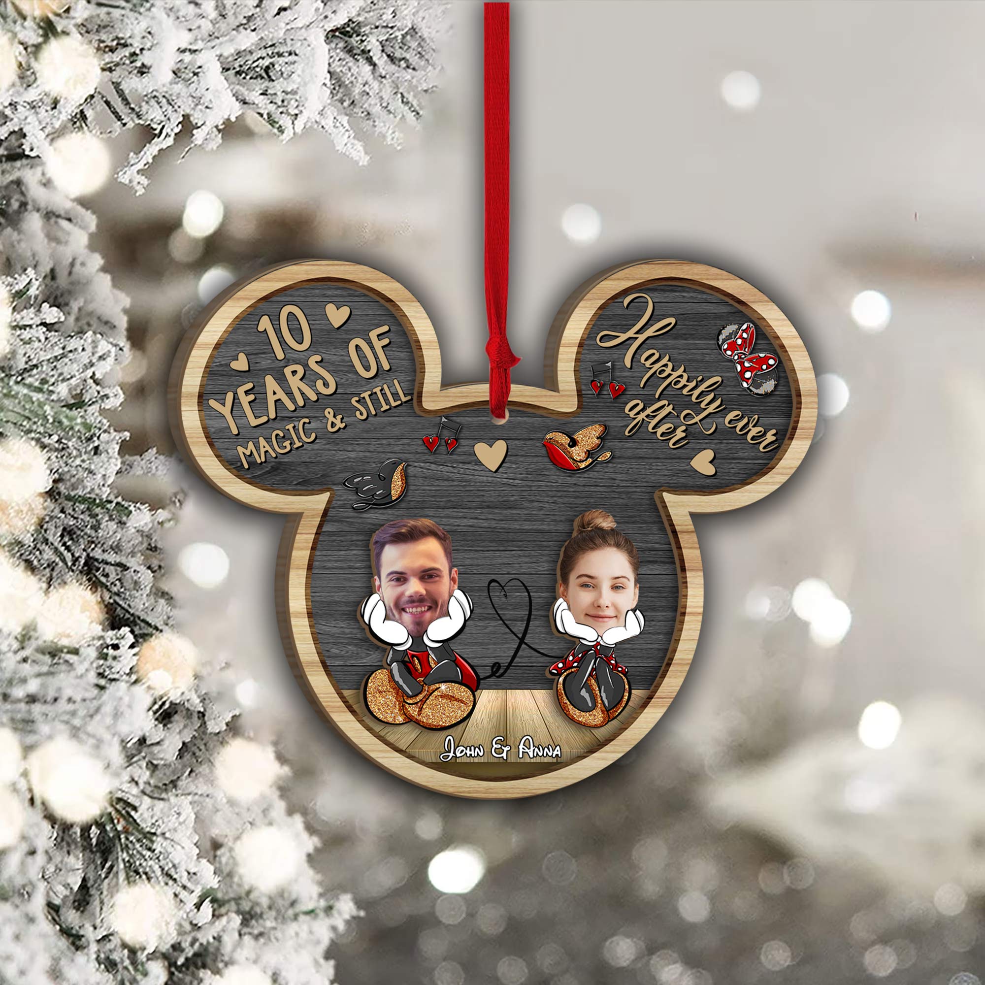 Personalized Mickey Mouse Layered Ornament Custom Gift for Couples 2 Layered Piece Ornament GradoCreations