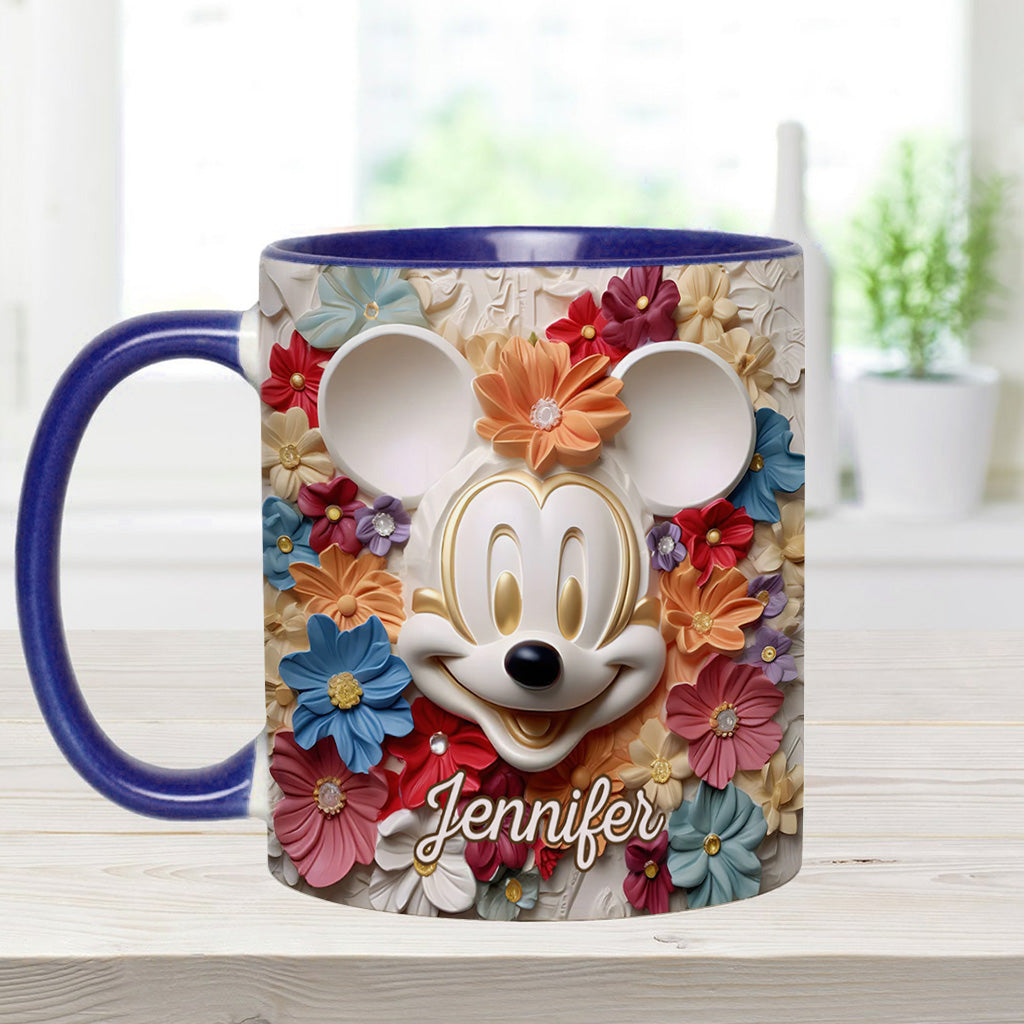 Personalized Floral Mouse Accent Mug Custom Name Gift for Mom Accent Mug GradoCreations