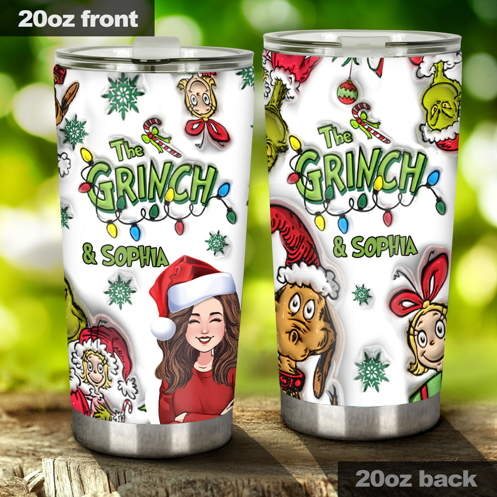 Personalized Grinch Christmas Tumbler 20oz Custom Name Gift Tumbler GradoCreations