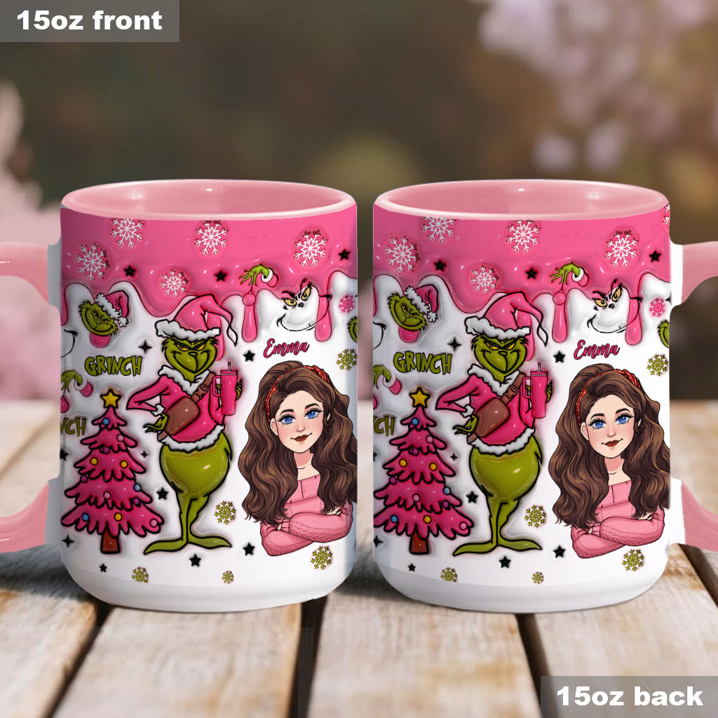 Personalized Grinch Accent Mug with Custom Name for Christmas Gift Accent Mug GradoCreations