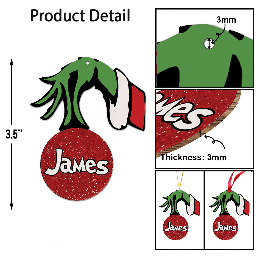 Personalized Grinch Merry Christmas Ornament Gift for Kids One-sided Ornament GradoCreations